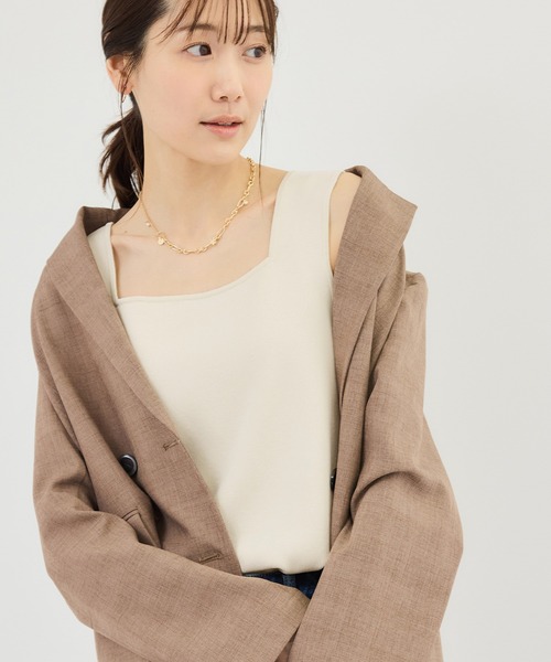 ROPE' PICNIC（ロペピクニック）の「スクエアネックニットタンクトップ（タンクトップ・レディース・ブラック/ダークブラウン/クリーム/キナリ・FREE）」の16枚目の写真