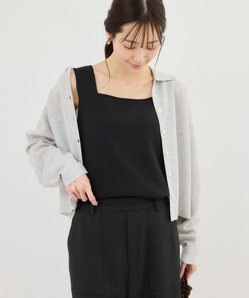 ROPE' PICNIC（ロペピクニック）の「スクエアネックニットタンクトップ（タンクトップ・レディース・ブラック/ダークブラウン/クリーム/キナリ・FREE）」の7枚目の写真