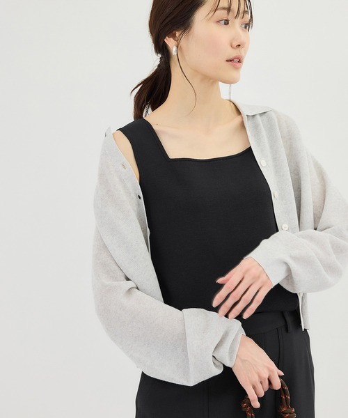 ROPE' PICNIC（ロペピクニック）の「スクエアネックニットタンクトップ（タンクトップ・レディース・ブラック/ダークブラウン/クリーム/キナリ・FREE）」の8枚目の写真