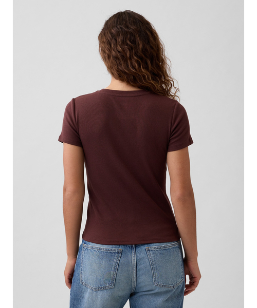 GAP(ギャップ)の「リブ ボタンアップトップス 半袖カーディガン(カーディガン/ボレロ・レディース・ブラック/ホワイト/ブラウン・L/M/XS/S/XL/XXS)」の4枚目の写真