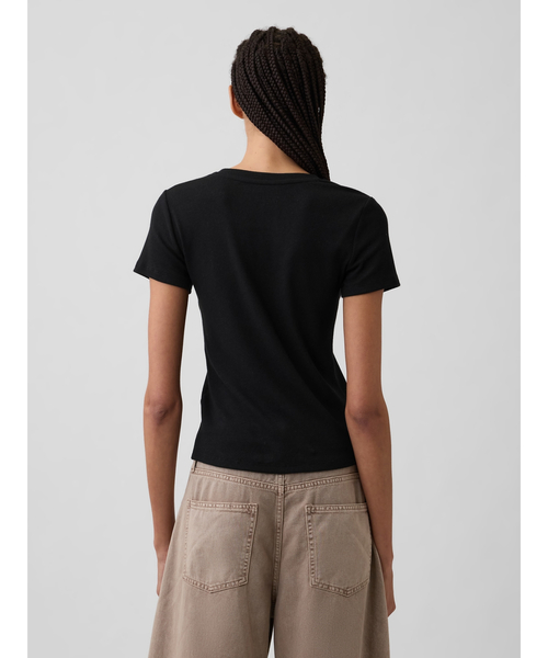 GAP(ギャップ)の「リブ ボタンアップトップス 半袖カーディガン(カーディガン/ボレロ・レディース・ブラック/ホワイト/ブラウン・L/M/XS/S/XL/XXS)」の5枚目の写真