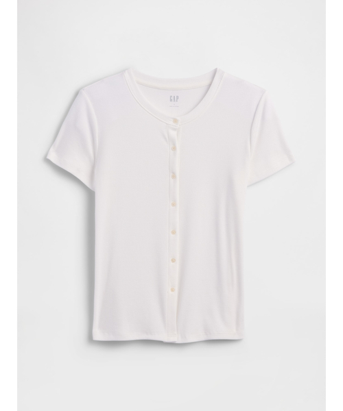 GAP(ギャップ)の「リブ ボタンアップトップス 半袖カーディガン(カーディガン/ボレロ・レディース・ブラック/ホワイト/ブラウン・L/M/XS/S/XL/XXS)」の12枚目の写真