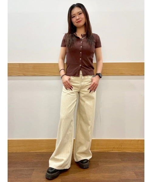 GAP(ギャップ)の「リブ ボタンアップトップス 半袖カーディガン(カーディガン/ボレロ・レディース・ブラック/ホワイト/ブラウン・L/M/XS/S/XL/XXS)」の17枚目の写真