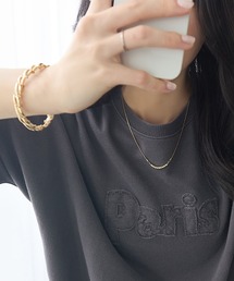 ReDial（リダイアル）の「アップリケロゴ刺繍ピグメントTシャツ（Tシャツ/カットソー）」