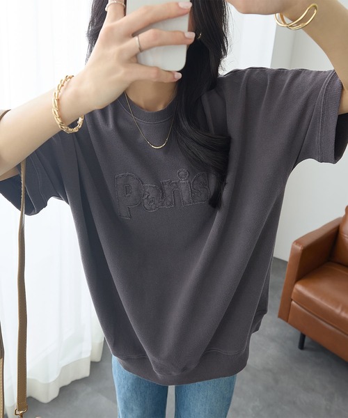 ReDial（リダイアル）の「アップリケロゴ刺繍ピグメントTシャツ（Tシャツ/カットソー・レディース・ピンク/チャコールグレー/モカ・3L/LL/L/M）」の13枚目の写真
