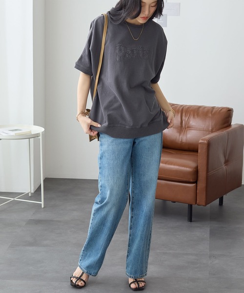 ReDial（リダイアル）の「アップリケロゴ刺繍ピグメントTシャツ（Tシャツ/カットソー・レディース・ピンク/チャコールグレー/モカ・3L/LL/L/M）」の15枚目の写真