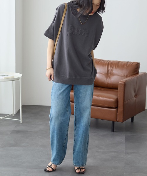 ReDial（リダイアル）の「アップリケロゴ刺繍ピグメントTシャツ（Tシャツ/カットソー・レディース・ピンク/チャコールグレー/モカ・3L/LL/L/M）」の16枚目の写真