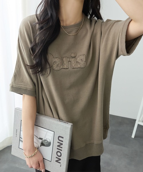 ReDial（リダイアル）の「アップリケロゴ刺繍ピグメントTシャツ（Tシャツ/カットソー・レディース・ピンク/チャコールグレー/モカ・3L/LL/L/M）」の21枚目の写真