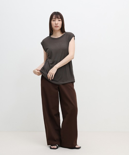 select MOCA(セレクトモカ)の「シアーノースリーブTシャツ(Tシャツ/カットソー・レディース・ライトグレー/ブラック/オフホワイト/チャコールグレー・FREE)」の8枚目の写真