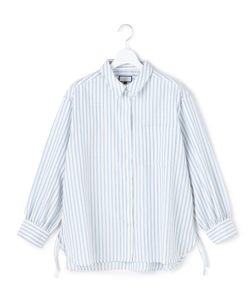 J.PRESS YORK STREET（ジェイプレスヨークストリート）の「【WOMEN】サイドドローストリング シャツブラウス（シャツ/ブラウス・レディース・サックスブルー系1/ピンク系1/ベージュ系1/ブラック系1/ホワイト系・F）」の4枚目の写真