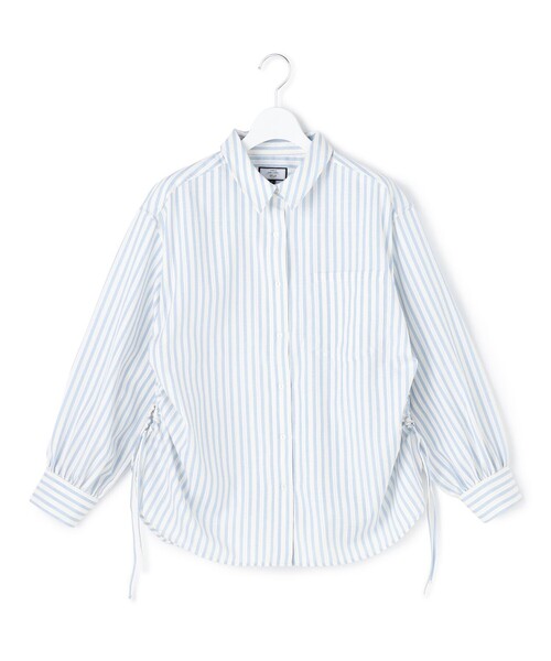 J.PRESS YORK STREET（ジェイプレスヨークストリート）の「【WOMEN】サイドドローストリング シャツブラウス（シャツ/ブラウス・レディース・サックスブルー系1/ピンク系1/ベージュ系1/ブラック系1/ホワイト系・F）」の9枚目の写真