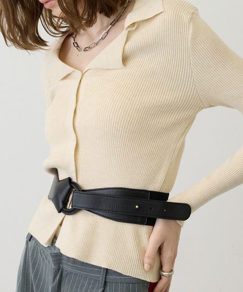 uyu.（ウユ）の「【メリハリシルエット】ワイドレザーコルセットベルト（ベルト・レディース・ブラック/ホワイト・FREE）」の2枚目の写真