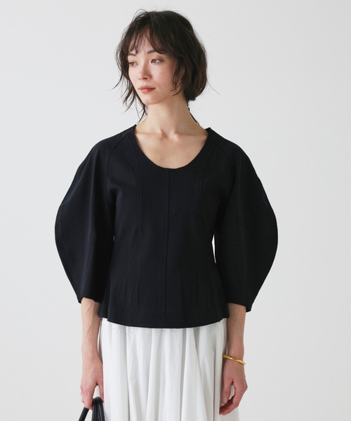 BABYLONE（バビロン）の「オーバーショルダープルオーバー（Tシャツ/カットソー・レディース・ホワイト/ブラック・フリー）」の2枚目の写真