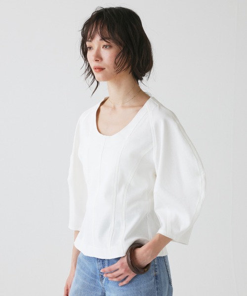 BABYLONE（バビロン）の「オーバーショルダープルオーバー（Tシャツ/カットソー・レディース・ホワイト/ブラック・フリー）」の3枚目の写真