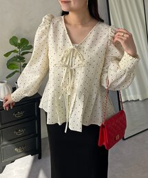 prose verse | フロントリボンタックプリーツドットペプラムブラウス(シャツ/ブラウス)