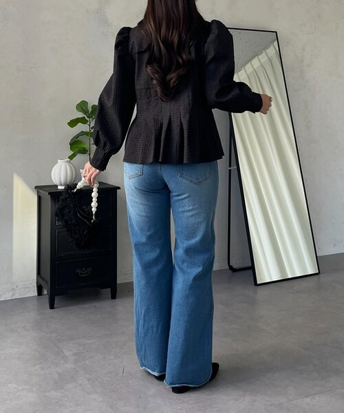 prose verse(プロズヴェール)の「フロントリボンタックプリーツドットペプラムブラウス(シャツ/ブラウス・レディース・ブラック/アイボリー・MEDIUM/LARGE)」の18枚目の写真