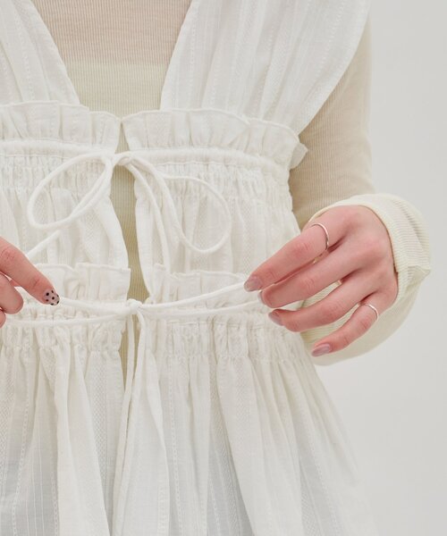 DISCOAT（ディスコート）の「【umm.】柄アソートギャザーリボンノースリ（シャツ/ブラウス・レディース・ブラック/オフホワイト/ブラック系その他・FREE）」の11枚目の写真