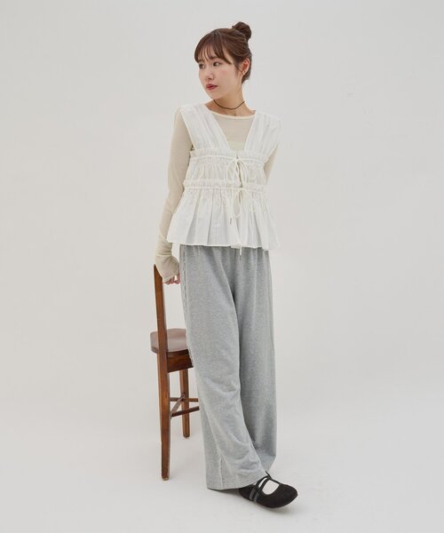 DISCOAT（ディスコート）の「【umm.】柄アソートギャザーリボンノースリ（シャツ/ブラウス・レディース・ブラック/オフホワイト/ブラック系その他・FREE）」の12枚目の写真