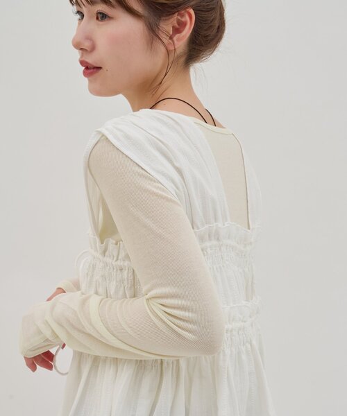 DISCOAT（ディスコート）の「【umm.】柄アソートギャザーリボンノースリ（シャツ/ブラウス・レディース・ブラック/オフホワイト/ブラック系その他・FREE）」の15枚目の写真