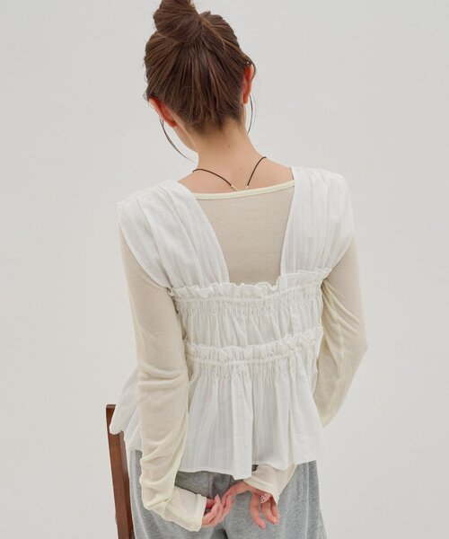 DISCOAT（ディスコート）の「【umm.】柄アソートギャザーリボンノースリ（シャツ/ブラウス・レディース・ブラック/オフホワイト/ブラック系その他・FREE）」の16枚目の写真