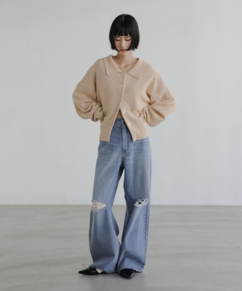 LOWRYS FARM（ローリーズファーム）の「メランジポロニットカーディガン　661233（カーディガン/ボレロ・レディース・グレー/オレンジ/ベージュ・FREE）」の14枚目の写真