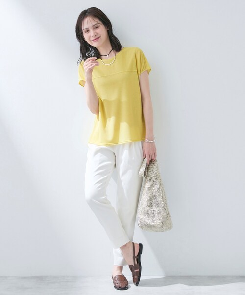 INDIVI(インディヴィ)の「【洗える/アンサンブル可能】シアースストライプトップス(Tシャツ/カットソー・レディース・ブラック/イエロー系その他/ブラウン系/ライトブルー/ホワイト・38/05/13/15 /19/34)」の17枚目の写真