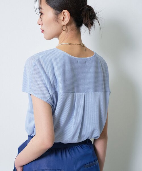 INDIVI（インディヴィ）の「【洗える／アンサンブル可能】シアースストライプトップス（Tシャツ/カットソー・レディース・ブラック/イエロー系その他/ブラウン系/ライトブルー/ホワイト・38/05/13/15 /19/34）」の20枚目の写真