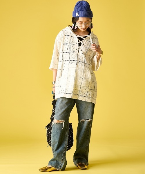 GEVS.(ジェイヴィス)の「レースアップレースフーディ<大きいサイズ有>GEVS.(シャツ/ブラウス・レディース・ブラック/キナリ・M/L/LL/3L/4L/5L)」の19枚目の写真