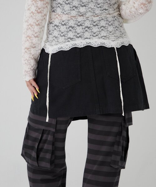 WHO'S WHO gallery（フーズフーギャラリー）の「ファイヤーマンミリタリーラップスカート（スカート・レディース・ブラック/カーキ・FREE）」の4枚目の写真