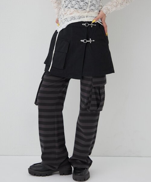 WHO'S WHO gallery（フーズフーギャラリー）の「ファイヤーマンミリタリーラップスカート（スカート・レディース・ブラック/カーキ・FREE）」の6枚目の写真