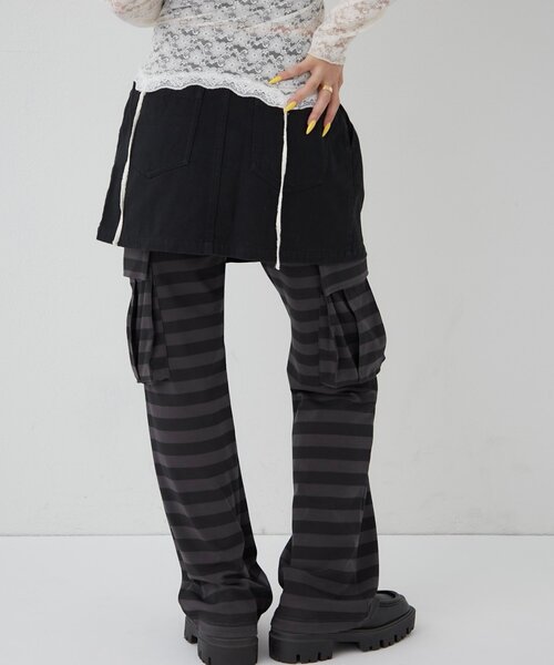 WHO'S WHO gallery（フーズフーギャラリー）の「ファイヤーマンミリタリーラップスカート（スカート・レディース・ブラック/カーキ・FREE）」の8枚目の写真