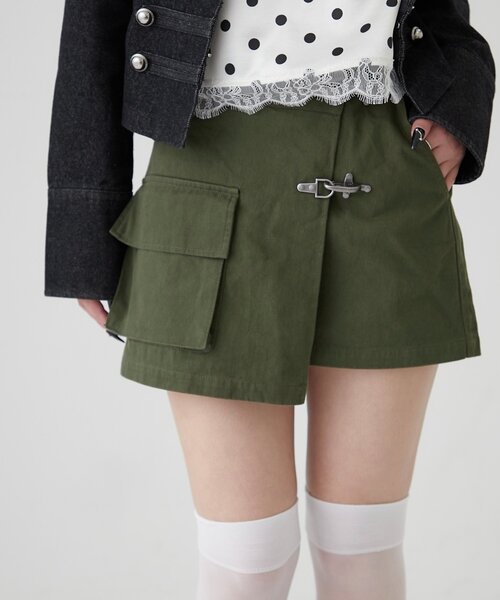 WHO'S WHO gallery（フーズフーギャラリー）の「ファイヤーマンミリタリーラップスカート（スカート・レディース・ブラック/カーキ・FREE）」の10枚目の写真