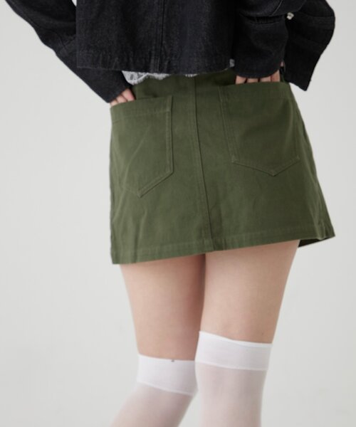 WHO'S WHO gallery（フーズフーギャラリー）の「ファイヤーマンミリタリーラップスカート（スカート・レディース・ブラック/カーキ・FREE）」の11枚目の写真