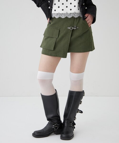 WHO'S WHO gallery（フーズフーギャラリー）の「ファイヤーマンミリタリーラップスカート（スカート・レディース・ブラック/カーキ・FREE）」の12枚目の写真