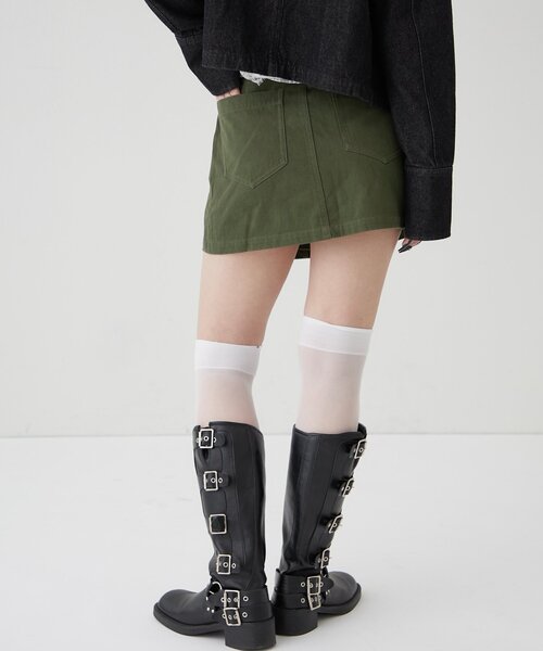 WHO'S WHO gallery（フーズフーギャラリー）の「ファイヤーマンミリタリーラップスカート（スカート・レディース・ブラック/カーキ・FREE）」の14枚目の写真