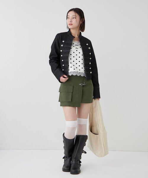 WHO'S WHO gallery（フーズフーギャラリー）の「ファイヤーマンミリタリーラップスカート（スカート・レディース・ブラック/カーキ・FREE）」の17枚目の写真