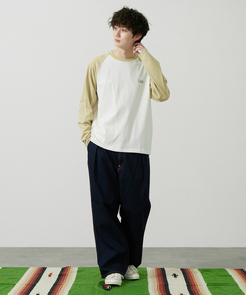 Lee(リー)の「Lee/リー バッグプリント長袖Tシャツ(Tシャツ/カットソー・メンズ・ブルー/ベージュ/ブラック/ホワイト・SMALL/MEDIUM/LARGE/X-LARGE)」の13枚目の写真