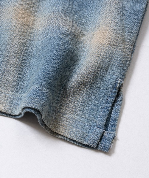 HOUSTON（ヒューストン）の「【22】〔HOUSTON/ヒューストン〕ヘリンボーン オープンカラーチェック ハーフスリーブシャツ（シャツ/ブラウス・メンズ・ブルー/ライトブルー/ブルー系2/ブルー系1・MEDIUM/LARGE）」の10枚目の写真