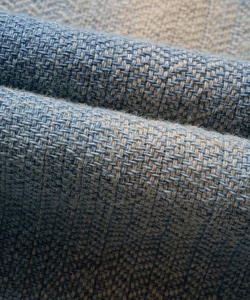 HOUSTON（ヒューストン）の「【22】〔HOUSTON/ヒューストン〕ヘリンボーン オープンカラーチェック ハーフスリーブシャツ（シャツ/ブラウス・メンズ・ブルー/ライトブルー/ブルー系2/ブルー系1・MEDIUM/LARGE）」の9枚目の写真