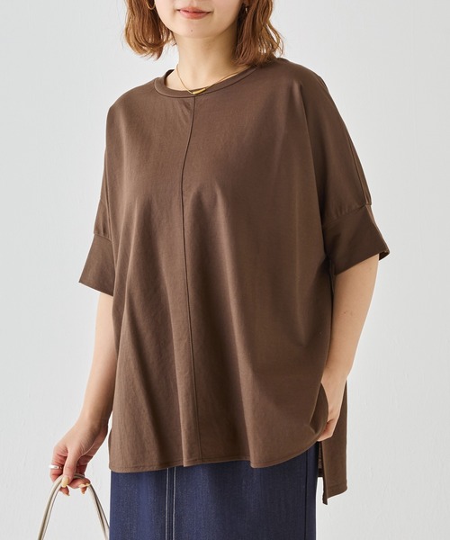 LAVEANGE(ラビアンジェ)の「【好機能シリーズ】接触冷感|トリコットワイドプルオーバー(Tシャツ/カットソー・レディース・ブラック/グレー/ドット/ベージュ/インディゴブルー/ネイビー/ダークブラウン・M/LL/3L/4L/5L)」の4枚目の写真