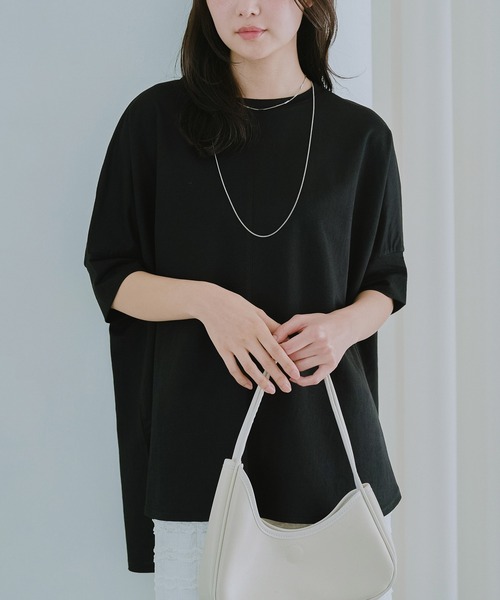 LAVEANGE(ラビアンジェ)の「【好機能シリーズ】接触冷感|トリコットワイドプルオーバー(Tシャツ/カットソー・レディース・ブラック/グレー/ドット/ベージュ/インディゴブルー/ネイビー/ダークブラウン・M/LL/3L/4L/5L)」の17枚目の写真