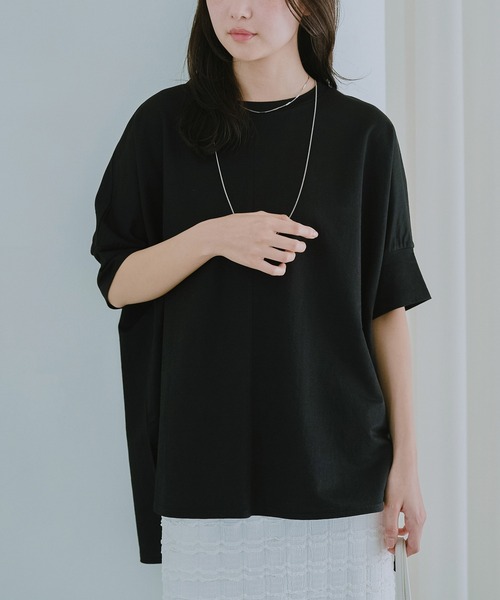 LAVEANGE(ラビアンジェ)の「【好機能シリーズ】接触冷感|トリコットワイドプルオーバー(Tシャツ/カットソー・レディース・ブラック/グレー/ドット/ベージュ/インディゴブルー/ネイビー/ダークブラウン・M/LL/3L/4L/5L)」の18枚目の写真