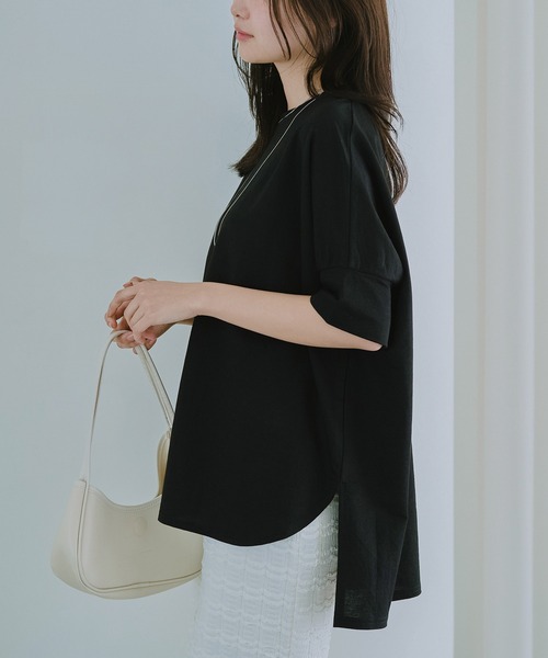 LAVEANGE(ラビアンジェ)の「【好機能シリーズ】接触冷感|トリコットワイドプルオーバー(Tシャツ/カットソー・レディース・ブラック/グレー/ドット/ベージュ/インディゴブルー/ネイビー/ダークブラウン・M/LL/3L/4L/5L)」の19枚目の写真