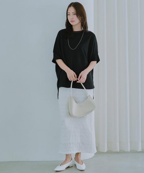 LAVEANGE(ラビアンジェ)の「【好機能シリーズ】接触冷感|トリコットワイドプルオーバー(Tシャツ/カットソー・レディース・ブラック/グレー/ドット/ベージュ/インディゴブルー/ネイビー/ダークブラウン・M/LL/3L/4L/5L)」の21枚目の写真