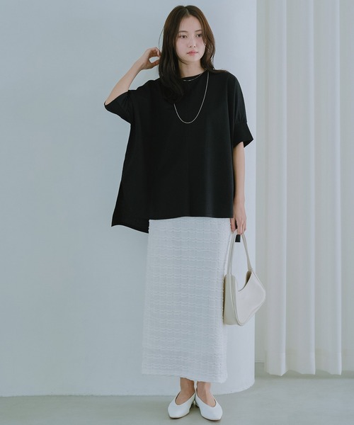 LAVEANGE(ラビアンジェ)の「【好機能シリーズ】接触冷感|トリコットワイドプルオーバー(Tシャツ/カットソー・レディース・ブラック/グレー/ドット/ベージュ/インディゴブルー/ネイビー/ダークブラウン・M/LL/3L/4L/5L)」の22枚目の写真