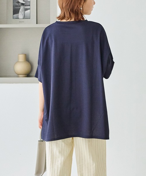 LAVEANGE(ラビアンジェ)の「【好機能シリーズ】接触冷感|トリコットワイドプルオーバー(Tシャツ/カットソー・レディース・ブラック/グレー/ドット/ベージュ/インディゴブルー/ネイビー/ダークブラウン・M/LL/3L/4L/5L)」の12枚目の写真