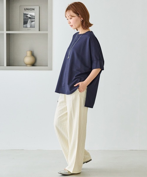 LAVEANGE(ラビアンジェ)の「【好機能シリーズ】接触冷感|トリコットワイドプルオーバー(Tシャツ/カットソー・レディース・ブラック/グレー/ドット/ベージュ/インディゴブルー/ネイビー/ダークブラウン・M/LL/3L/4L/5L)」の15枚目の写真