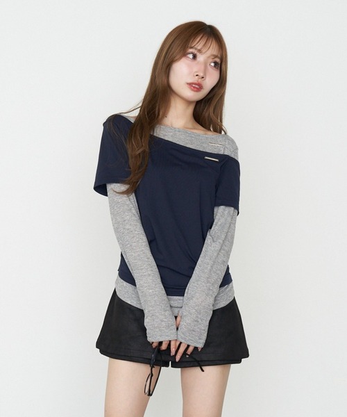 RAY CASSIN（レイカズン）の「オフショルレイヤードロンT（Tシャツ/カットソー・レディース・ホワイト/ホワイト系その他/ベージュ系その他2/グレー系その他2・FREE）」の20枚目の写真