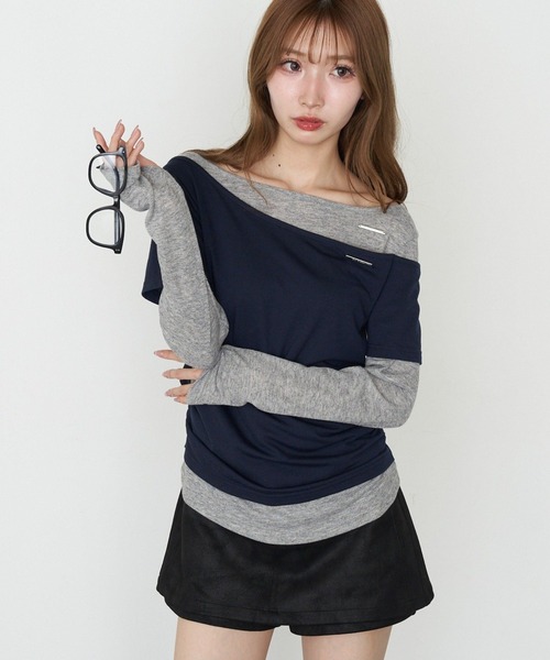 RAY CASSIN（レイカズン）の「オフショルレイヤードロンT（Tシャツ/カットソー・レディース・ホワイト/ホワイト系その他/ベージュ系その他2/グレー系その他2・FREE）」の13枚目の写真