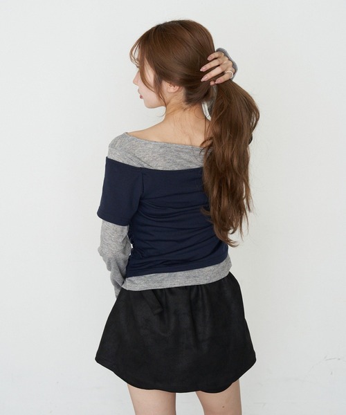 RAY CASSIN（レイカズン）の「オフショルレイヤードロンT（Tシャツ/カットソー・レディース・ホワイト/ホワイト系その他/ベージュ系その他2/グレー系その他2・FREE）」の15枚目の写真